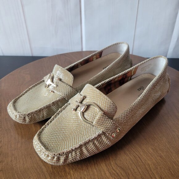 Ann Klein iflex Leather Snakeskin Loafer, Tan, Women’s Sz 10 Moccasin Flats EUC - Picture 4 of 12